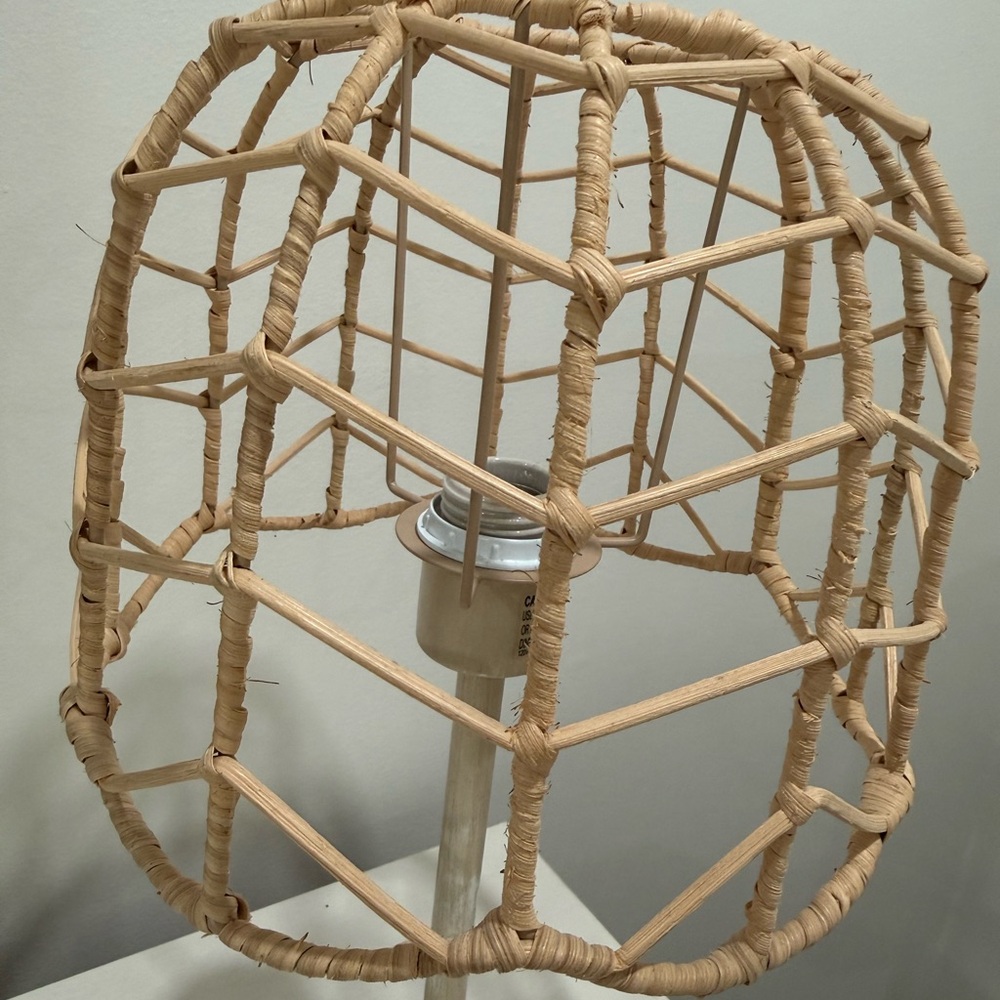 Pillowfort Woven Rattan Table Lamp Natural Beige Boho - Picture 8 of 11